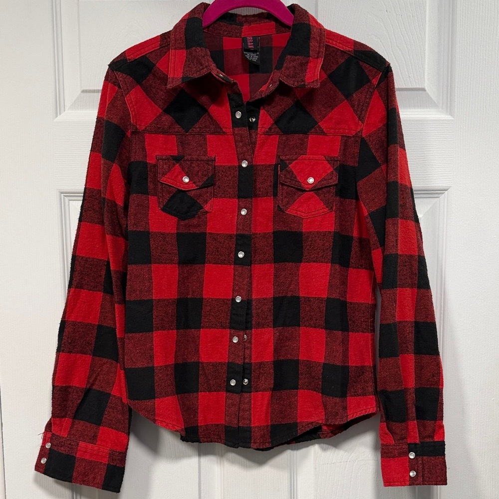 Urban Outfitters Red and Black Plaid Flannel